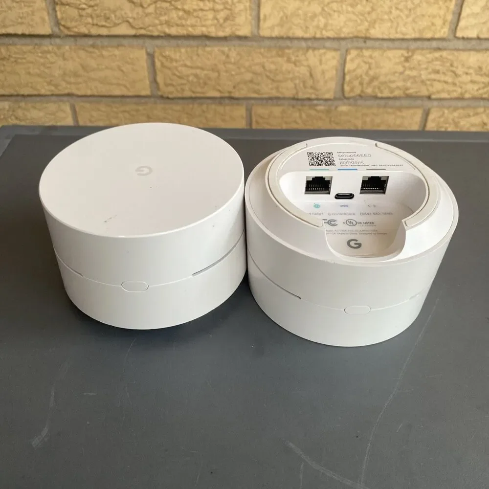2 Google Wifi AC-1304 Mesh Router Puck USB-C White Unit Only